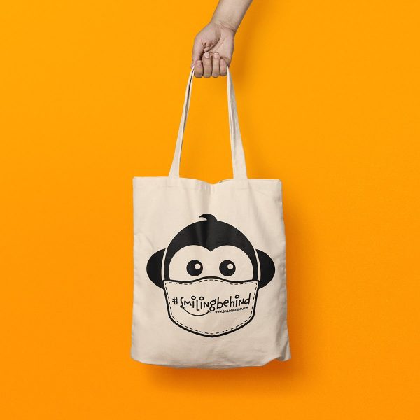 #SMILINGBEHIND Tote Bag – Einkaufstasche mit breiten Henkeln aus Bio-Baumwolle 3