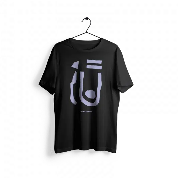 LISTENTOJULES | T-Shirt | Schwarz mit Frontprint in Lila