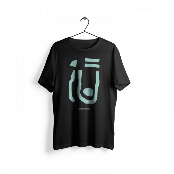LISTENTOJULES | T-Shirt | Schwarz mit Frontprint in Türkis