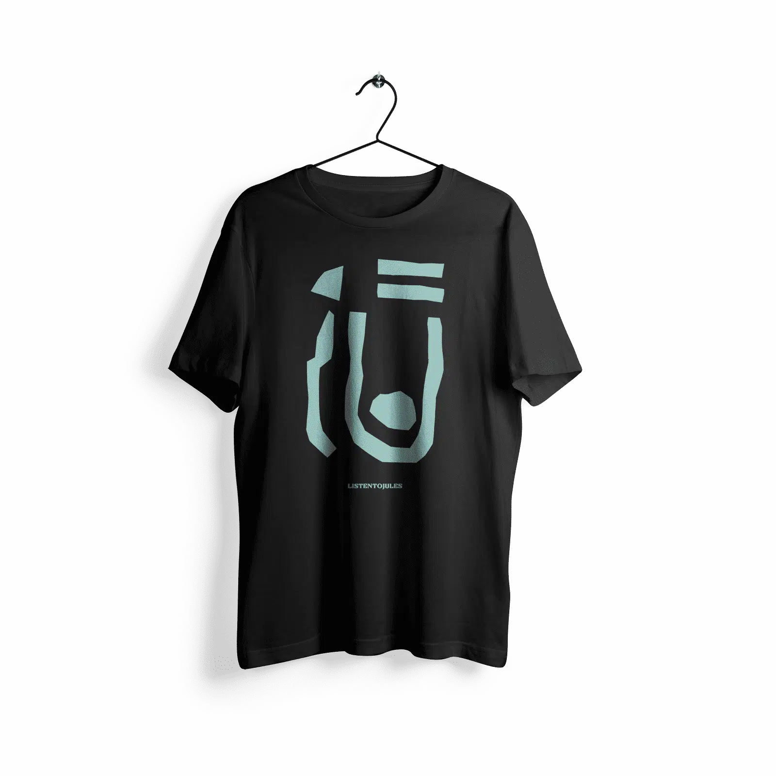 LISTENTOJULES | T-Shirt | Schwarz mit Frontprint in Türkis
