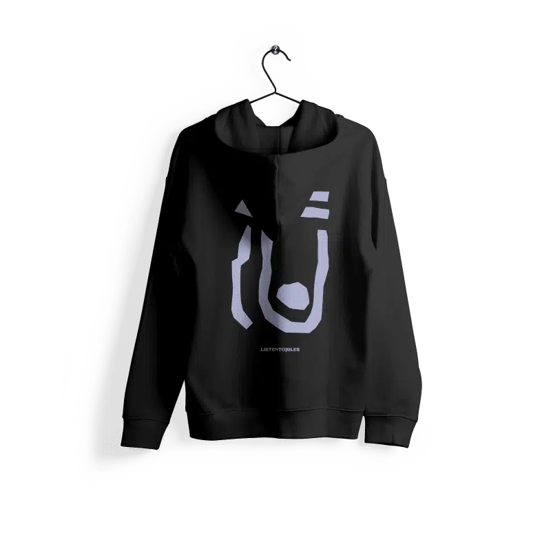 LISTENTOJULES | Hoody | Black with backprint in purple