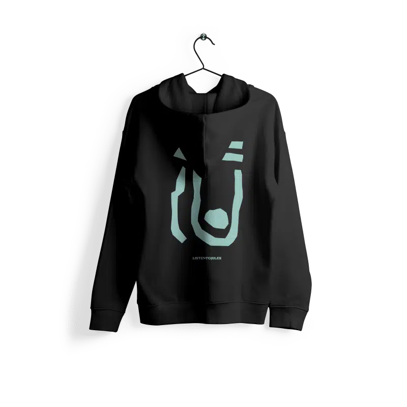 LISTENTOJULES | Hoody | Black with Backprint in Turquoise