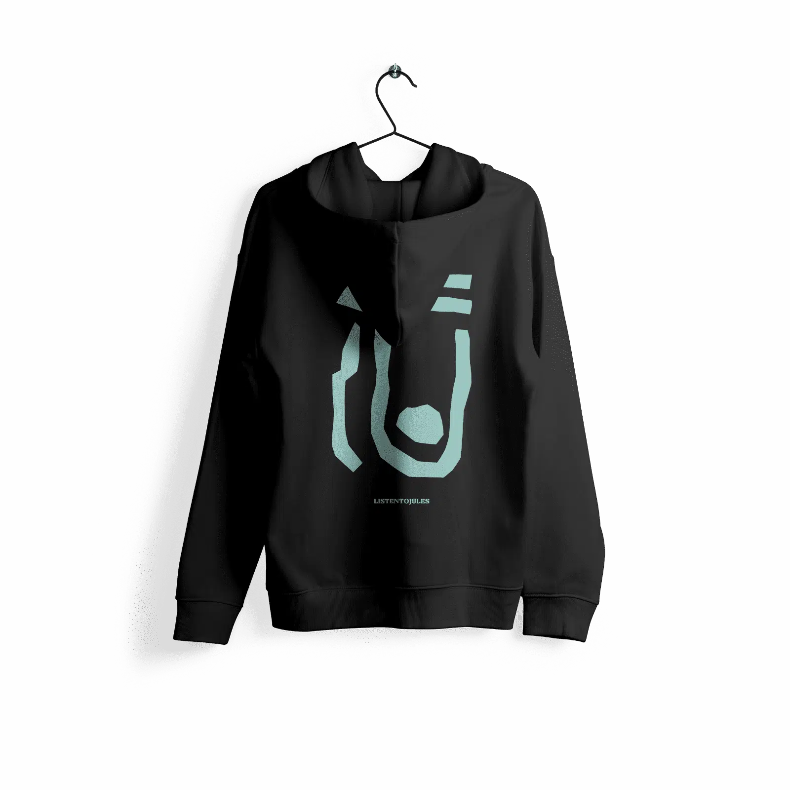 LISTENTOJULES | Hoody | Schwarz mit Backprint in Türkis