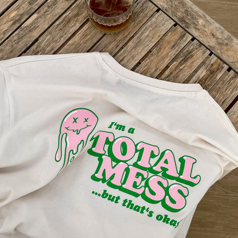 Henri Purnell | T-Shirt | I'm a Total Mess (print: pink / green) 5