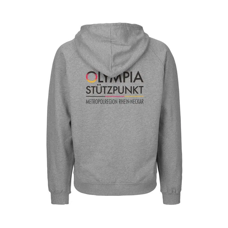 Olympiastützpunkt MRN | Hoodie | Grau meliert mit Front- und Backprint – Bild 2