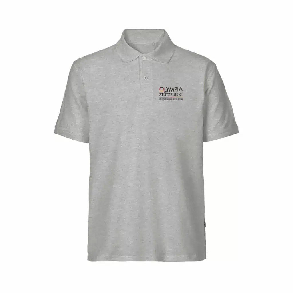 Olympiastützpunkt MRN | Unisex Polo-Shirt  | Grau meliert mit Brustprint