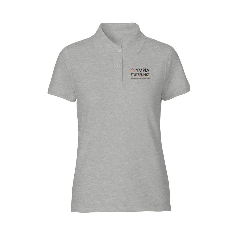 Olympiastützpunkt MRN | Ladies Polo-Shirt | Grau meliert mit Brustprint 1