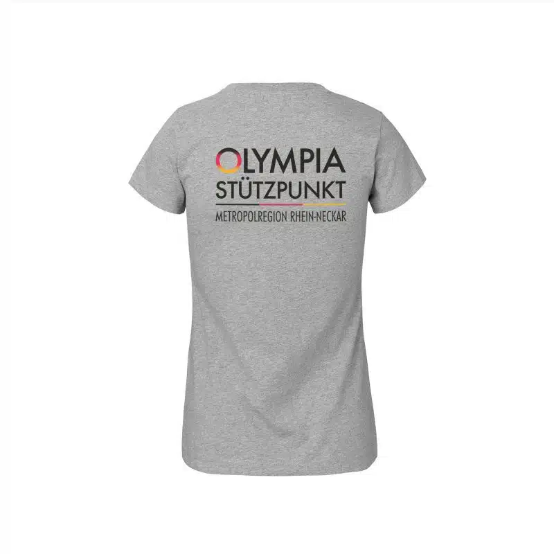 Olympiastützpunkt MRN | Ladies T-Shirt | Grau meliert mit Front- und Backprint - Image 2